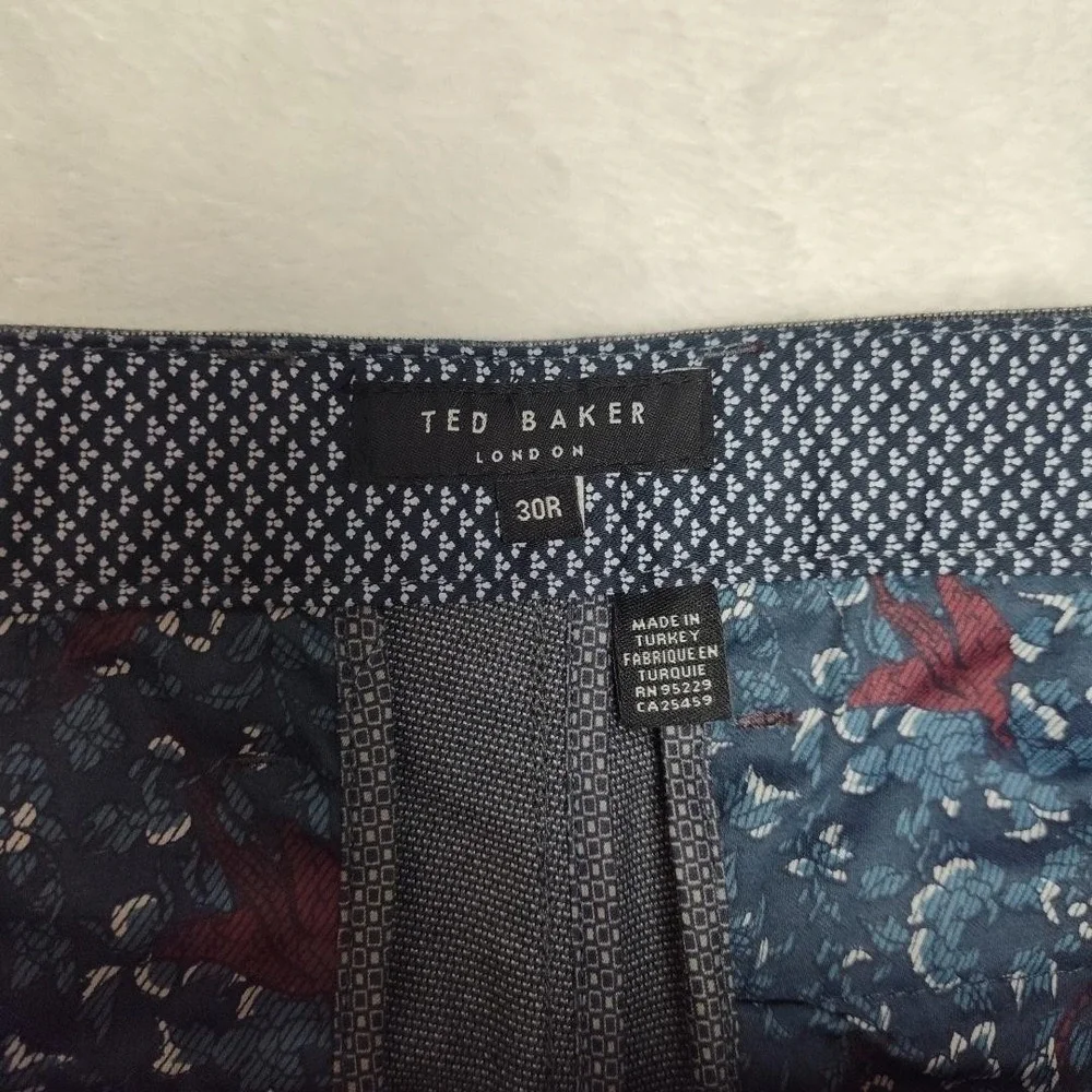 Ted Baker Pants Mens 30x28 Gray Chino Slim Roynew Cotton Spandex Tapered Pockets